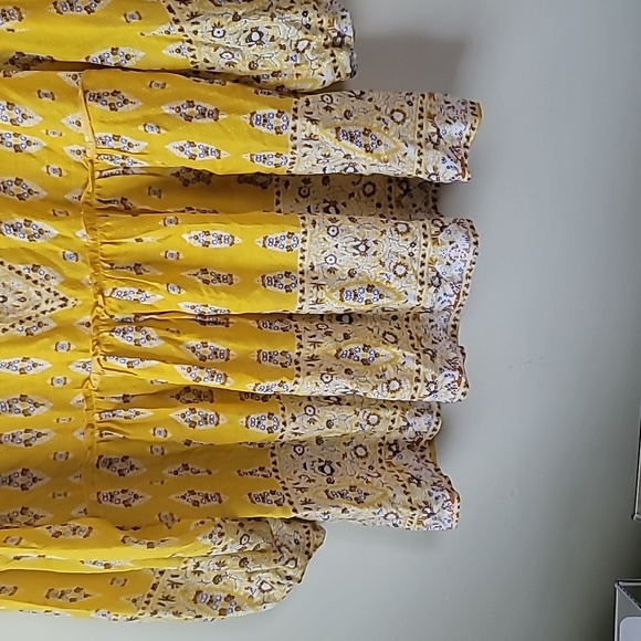 Anthropologie Prairie Boho Baby Doll Blouse V-neck print balloon Sleeves SZ L - Picture 4 of 12